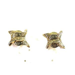 Marino Screw Back Non-Pierced Earrings Vintage Floral Flower Leaf Vine Gold Tone